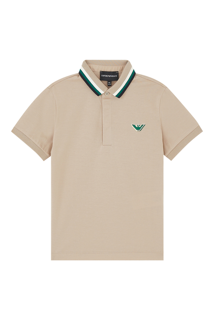 Kids Short-Sleeved Logo Embroidered Polo Shirt